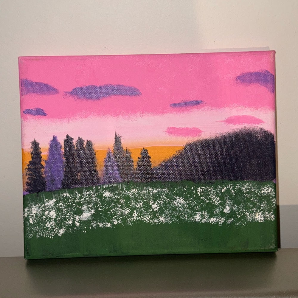 Pink and Green Landscape Canvas Art